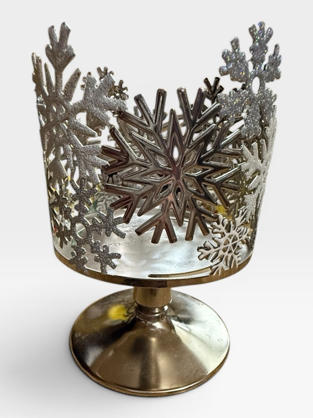 Bath & Body Works Silver Snowflake Pedestal Candle Holder